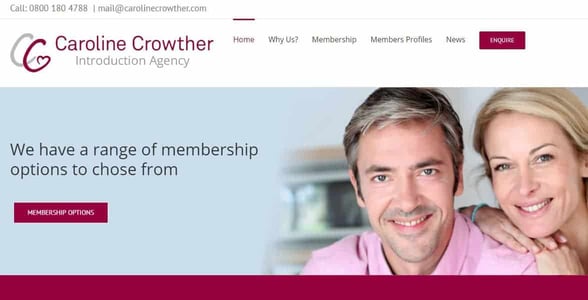 Screenshot of the Caroline Crowther website