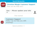 Screenshot of the Christian Mingle live chat Screenshot of the Christian Mingle live chat