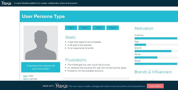 Screenshot of a persona template