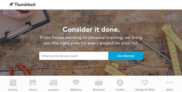 Screenshot of Thumbtack's homepage