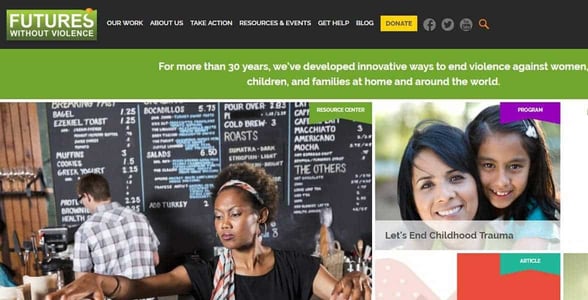 Screenshot of Futures Without Violence Screenshot of Futures Without Violence
