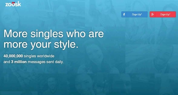 Screenshot of the Zoosk homepage Screenshot of the Zoosk homepage
