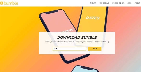 Screenshot of Bumble's website Screenshot of Bumble's website