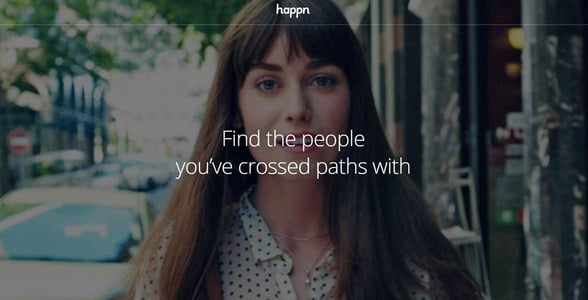 Screenshot of Happn's homepage
