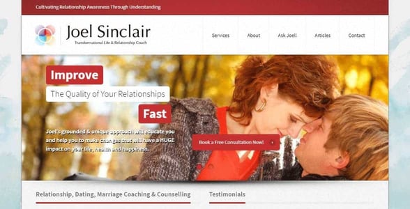 Screenshot of Joel Sinclair's website Screenshot of Joel Sinclair's website
