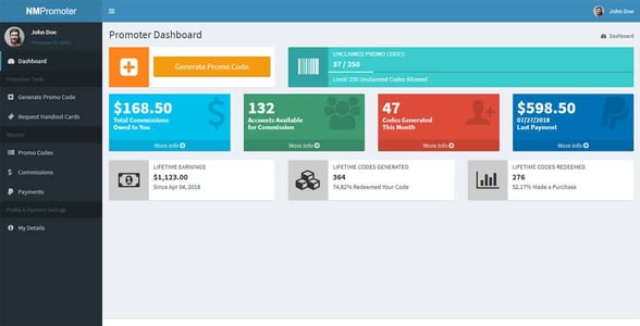 Screenshot of Neumate's promoter dashboard Screenshot of Neumate's promoter dashboard