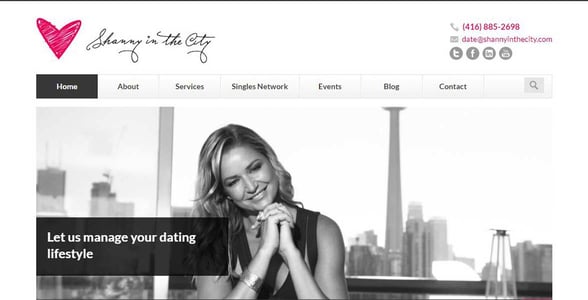 Screenshot of Shanny in the City's homepage