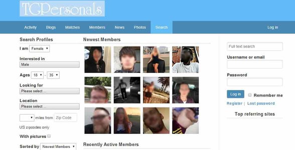 Screenshot of TG Personals