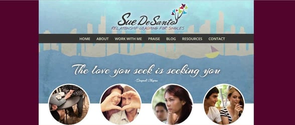Screenshot of Sue Desanto's website