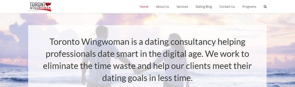 Screenshot of Toronto Wingwoman's homepage Screenshot of Toronto Wingwoman's homepage