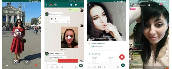 Screenshots from the Eris mobile app
