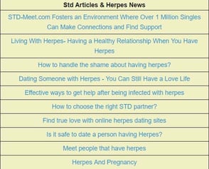 Screenshot of the Articles & Herpes News section of STD-Meet.com Screenshot of the Articles & Herpes News section of STD-Meet.com