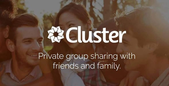 Screenshot of Cluster's homepage