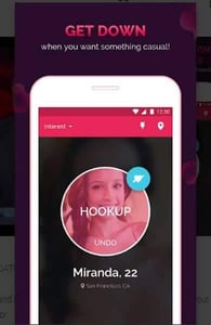 Screenshot of DOWN's app