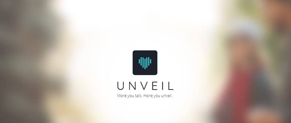 Screenshot of the Unveil homepage Screenshot of the Unveil homepage