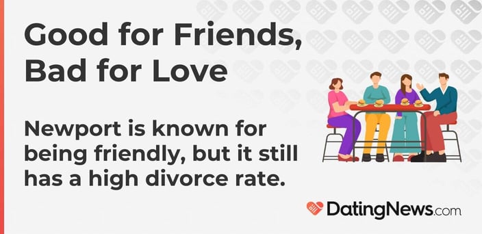 <br>Good for Friends, Bad for Love Newport is known for being friendly, but it still has a high divorce rate.