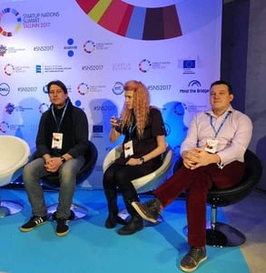 Photo of the Lingvist team at a startup convention Photo of the Lingvist team at a startup convention