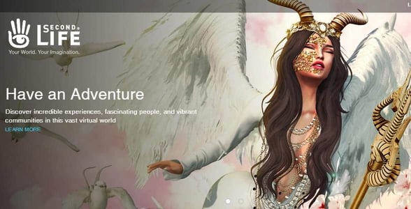 Screenshot of Second Life's homepage
