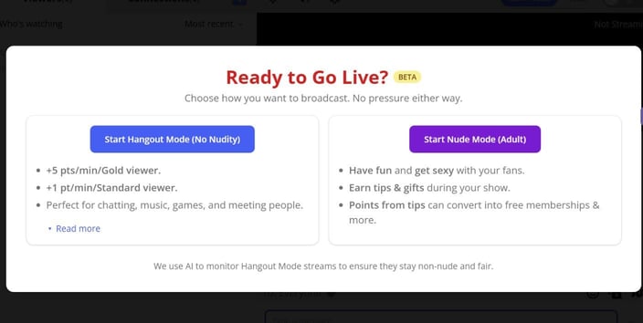 Livestreaming pop-up