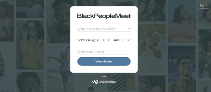 BlackPeopleMeet homepage