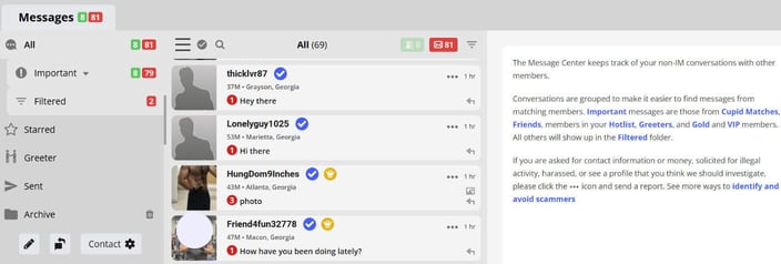 FriendFinder-X messages