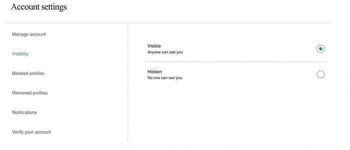 Profile visibility settings