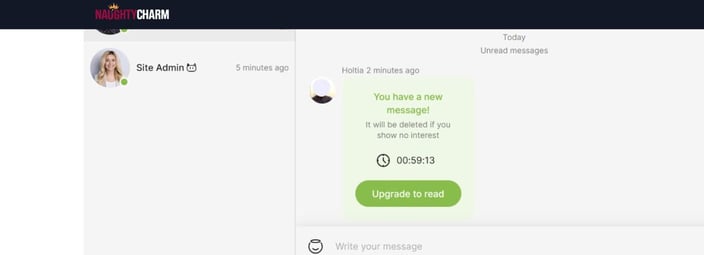 NaughtyCharm inbox with a locked message NaughtyCharm inbox with a locked message