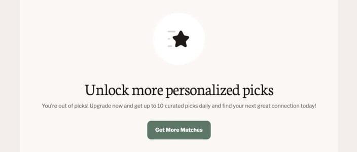 Christian Mingle message after running out of recommended picks