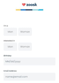 Zoosk signup page