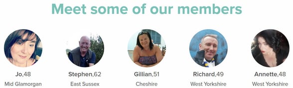 Screenshot of members on Dating Over 50s
