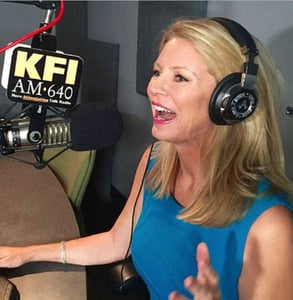 Photo of Dr. Wendy Walsh podcasting