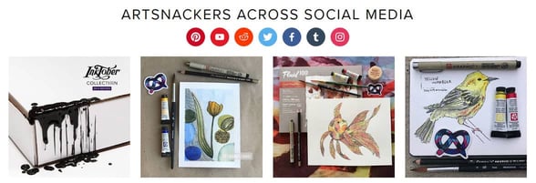 Screenshot of ArtSnackers on social media