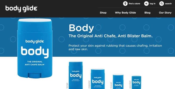 Screenshot from the Body Glide website Screenshot from the Body Glide website