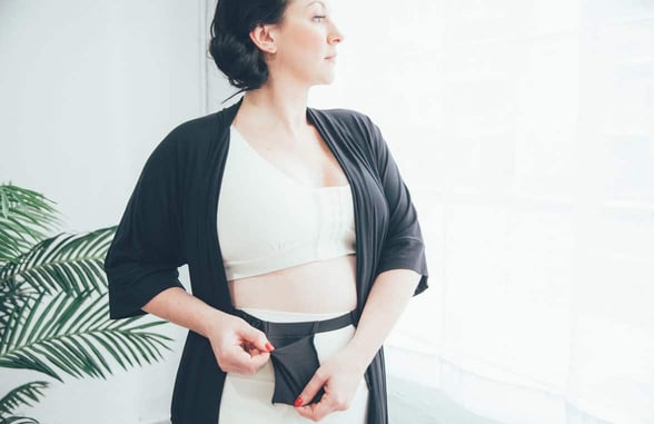 Photo of woman in AnaOno loungewear and bra Photo of woman in AnaOno loungewear and bra