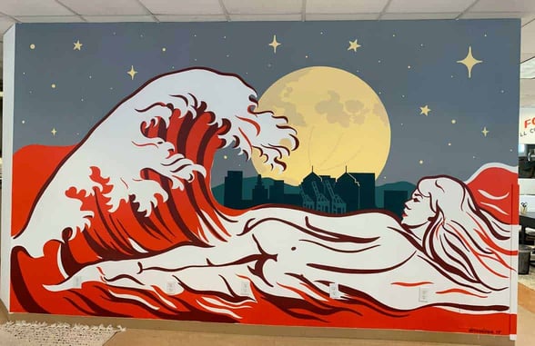 Photo of artist Heather Hardison's mural at the NextGen Jane offices Photo of artist Heather Hardison's mural at the NextGen Jane offices