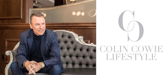 Collage of Colin Cowie and his lifestyle brand logo