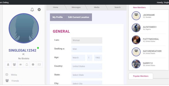 Screenshot of an EldersDating.com profile Screenshot of an EldersDating.com profile