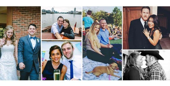 Photo collage of POF couples