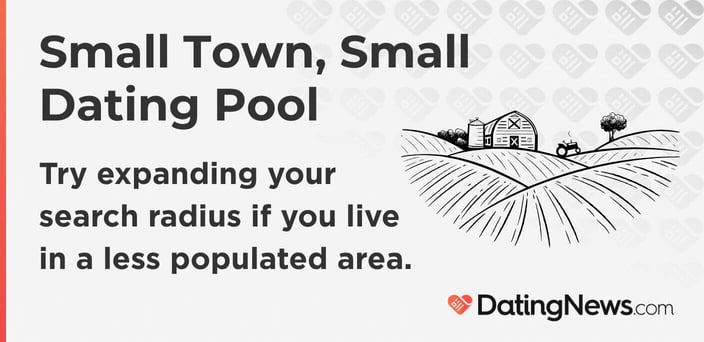 Small town, small dating pool. Try expanding your search radius if you live in a less populated area.