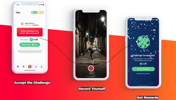 Screenshots of the Dare app on mobile devices Screenshots of the Dare app on mobile devices