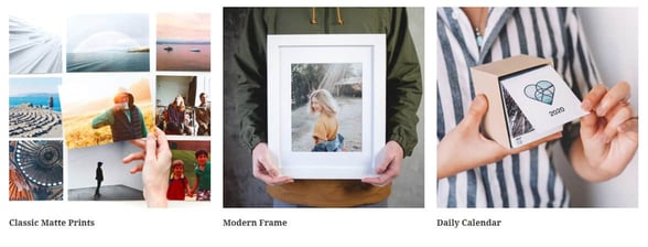 Screenshot of Social Print Studio products