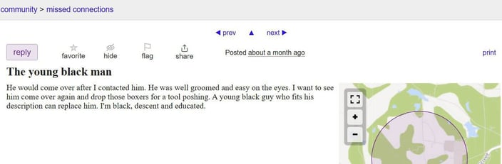 Craigslist missed connections ad Craigslist missed connections ad