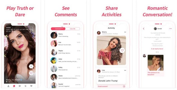 Screenshots of the Crush app