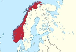 Photo of Norway on a map