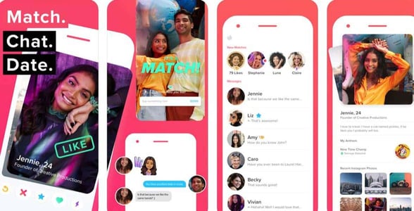 Screenshots of Tinder