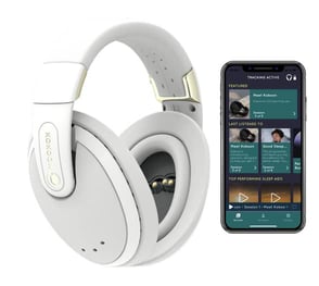 Photo of Kokoon headphones and app screenshot