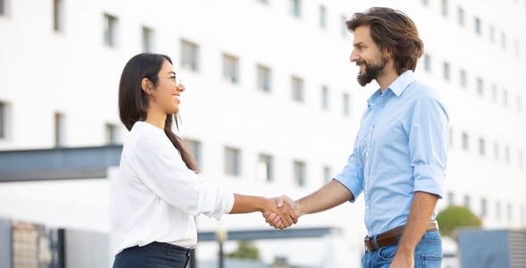 Couple meeting for the first time