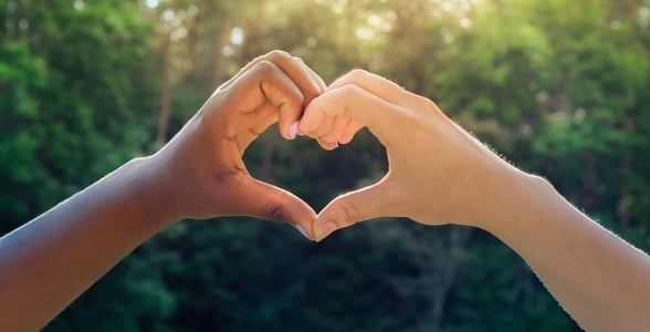 Photos of hands making a heart