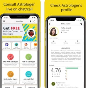 Screenshots of AstroTalk's app