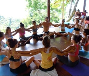 Photo of a yoga class Photo of a yoga class
